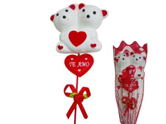 ASH-82.0255 ENFEITE URSO + CORAÇÃO 40CM