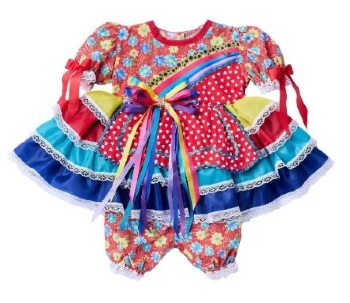 134J/16 VESTIDO JUNINO JUVENIL ARCO IRIS CAIPIRA
