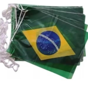 VARAL G C/10M DE CORDAO C/BANDEIRAS PLAST BRASIL COSTURADA