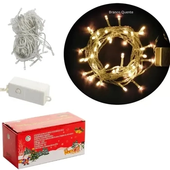 15107 PISCA C/100 LEDS WARM FIO TRANSPARENTE 10MTS 110V