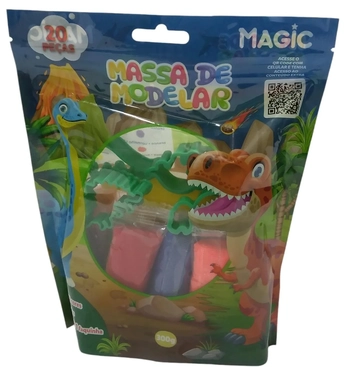 902703 MASSA MODELAR 12 CORES E 6 MOLDES 300G DINOSSAURO