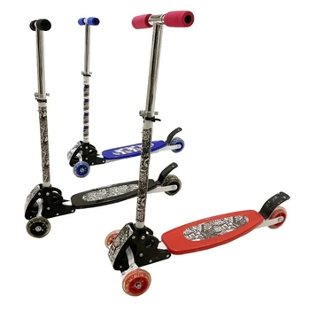 B0003 PATINETE C/3 RODAS PRETO/VERMELHO/AZUL