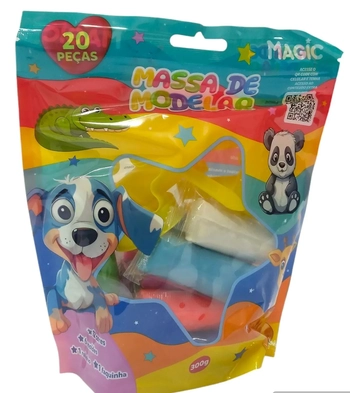 902697 MASSA MODELAR 12 CORES E 6 MOLDES 300G MAGIC