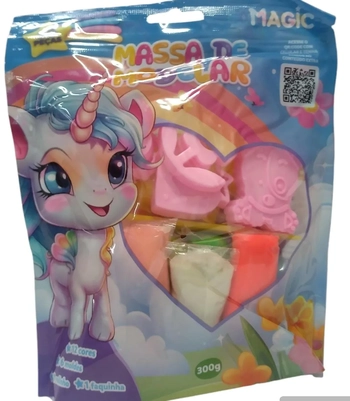 902710 MASSA MODELAR 12 CORES E 6 MOLDES 300G UNICÓRNIO 2