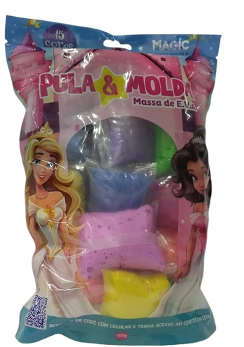 02673 MASSA DE EVA PULA E MOLDA 15 CORES 150G  PRINCESAS