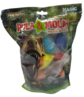 903038 MASSA PULA E MOLDA 15 CORES- 150G  DINOSSAURO