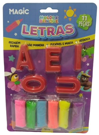 902482 MASSA DE MODELAR CARTELADO 11 PEÇAS - LETRAS