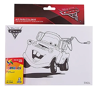 845521 KIT COLORIR CARS 3 C/GIZ CERA E 06 DESENHO 21X14.5CM