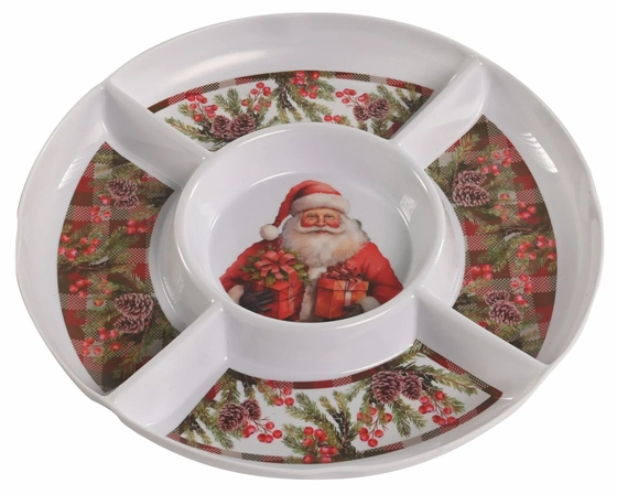 27423 MELAMINE NATAL PETISQUEIRA RED 5DIV 33CM