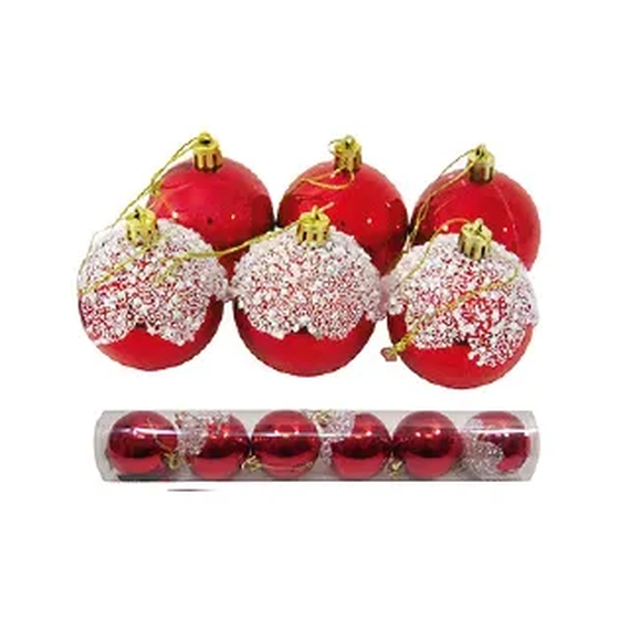 839777 BOLA NATAL DECORADA 6CM C/6