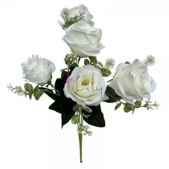 FD-0023BR BUQUE DE ROSA - 05 HASTES (BRANCO)