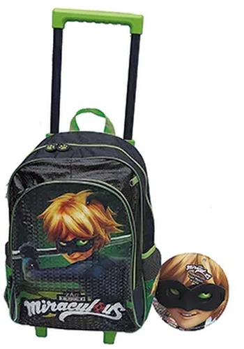 966D01 MALA C/CARRINHO G MIRACULOUS CAT NOIR