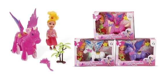 PI3863 REINO ENCANTADO - BONECA E PEGASUS C/ FUNCAO