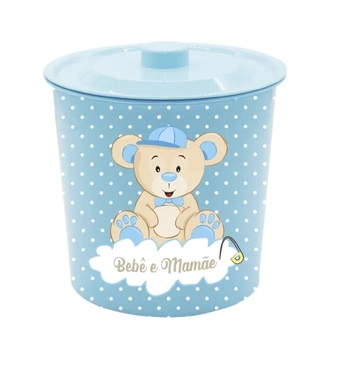 BM2073 LIXEIRA REDONDA COM TAMPA AZUL