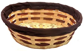 CA3161 CESTA DE VIME 19X26X9CM OVAL BORDA TECIDO MARROM