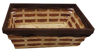 CA3155 CESTA DE VIME  19X25X9CM RETAN BORDA TECIDO MARROM