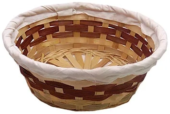 CA3160 CESTA DE VIME 23X9CM RED BORDA TECIDO MARROM