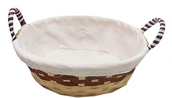 CA3153 CESTA DE VIME 23X28CM OVAL REVEST TECIDO