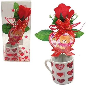 ASH820032 ENFEITE MINI CANECA C/ROSA