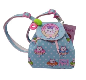 MM4341 MINI MOCHILA PÓA AZUL BEBÊ COM GATINHOS