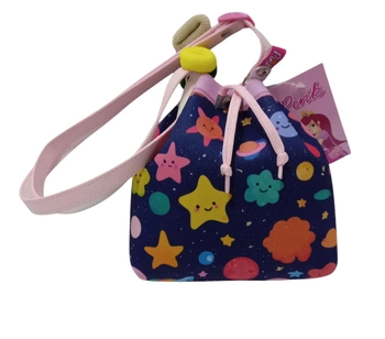 B4353 BOLSINHA BUCKET AZUL MARINHO COM ESTRELAS