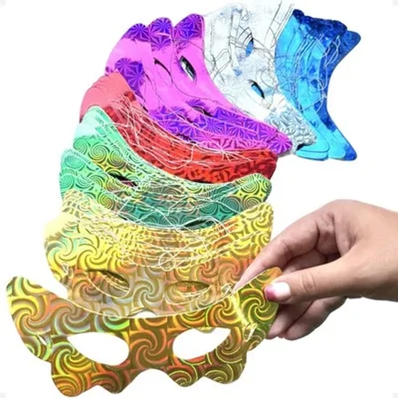 915161 MASCARA DE PAPEL HOLOGRAFICA BORBOLETA C/10