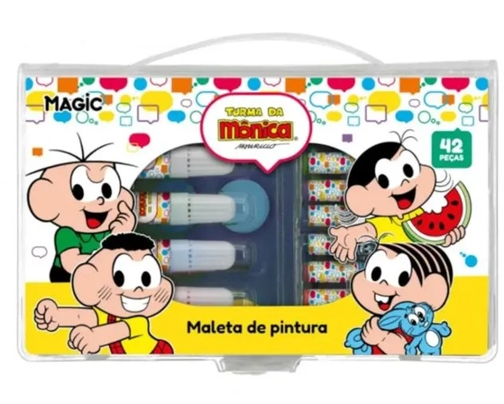 123246 MALETA DE PINTURA 42 PEÇAS - TURMA DA MÔNICA