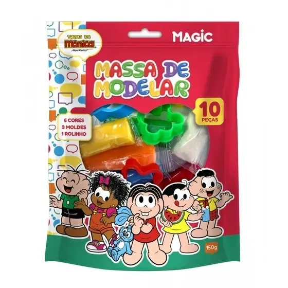 23086 MASSA DE MODELAR 6 CORES, 3 MOLDES E 1 ROLINHO