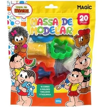 23093 MASSA DE MODELAR 12 CORES 6 MOLDES 1 ROLINHO 1 FAQUINH