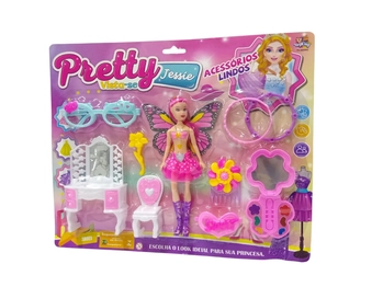 TK-AB4542 CONJUNTO BONECA DE PLASTICO C/ACESSORIOS A PILHA