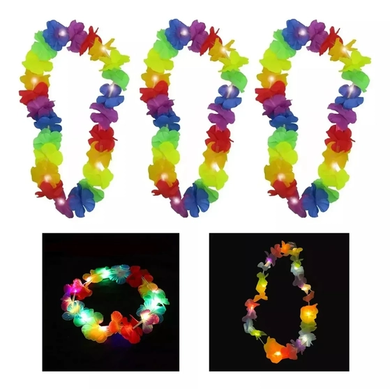 915646 COLAR HAVAINO FLUORESCENTE C/24 FLORES C/LUZ C/01