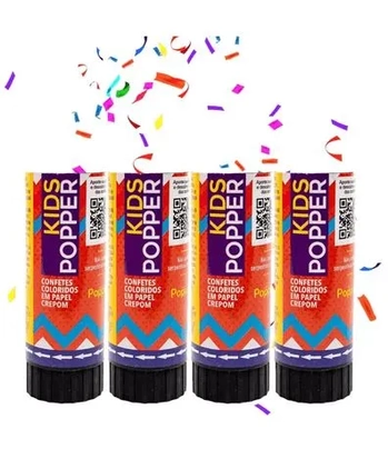 8011-4C KIDS POPPER 11CM - CONFENTES COLORIDOS CREPOM C/4