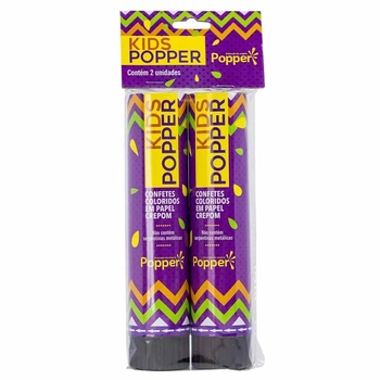 8021-2C KIDS POPPER 21CM - CONFENTES COLORIDOS CREPOM C/2