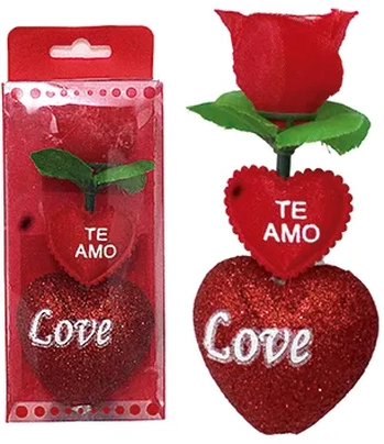 WX1396 FLOR ARTIFICIAL C/CORACAO TE AMO 11CM