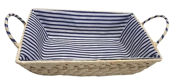 CA2928 CESTA DE VIME 25X18X7CM RETANG FORRO LISTRADO ALCA NA