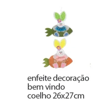 AX20585-A ENFEITE DECORACAO BEM VINDO COELHO 26X27CM
