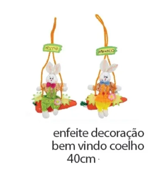 AX20583-A ENFEITE DECORACAO BEM VINDO COELHO 40CM