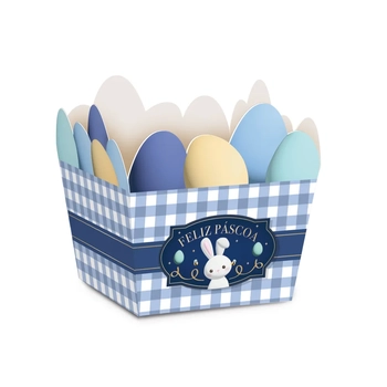 13007275 CESTINHA OVOS CONTOS DE PASCOA AZUL6,5X6,5X4,5 C/10