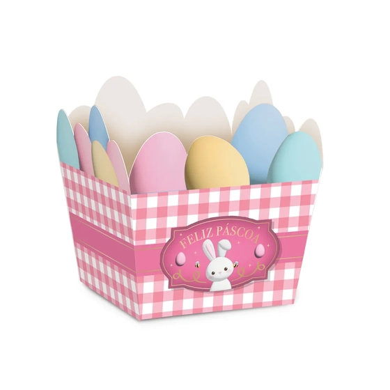 13007276 CESTINHA OVOS CONTOS DE PASCOA ROSA 6,5X6,5X4,5 PT