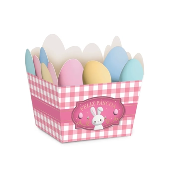 13007276 CESTINHA OVOS CONTOS DE PASCOA ROSA 6,5X6,5X4,5 PT