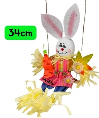 MOD-905 ENFEITE COELHO NO BALANÇO 34CM