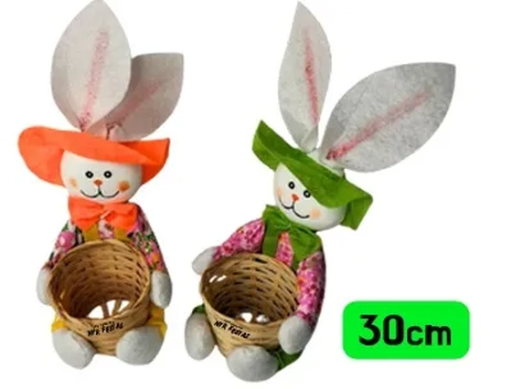 MOD-907 ENFEITE COELHO C/CESTO 30CM