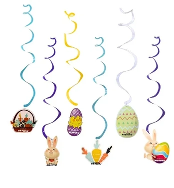 MOD-936 ENFEITE ESPIRAL TEMA PÁSCOA - KIT COM 6 PCS - 100CM
