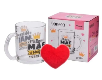 FBC01019 CANECA VIDRO MAE C/ CHAVEIRO CORACAO