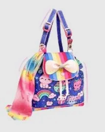 M4907 MOCHILA GATINHOS E ARCO-IRIS