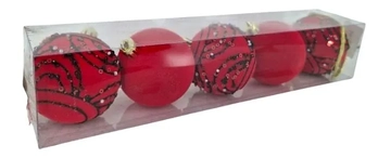917443 BOLA DECORADA VERMELHA 6CM C/5 PECAS