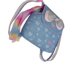 M4914 MOCHILA JEANS CLARA LAÇO PRATA NA TAMPA