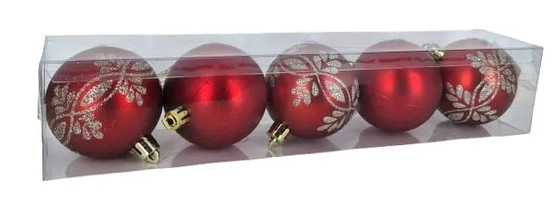 917456 BOLA DECORADA VERMELHA 8CM C/5 PECAS