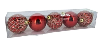 917461 BOLA DECORADA VERMELHA 6CM C/5 PECAS