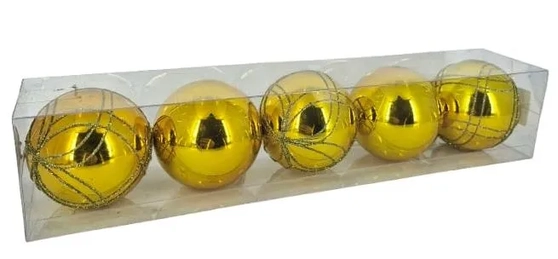 917463 BOLA DECORADA DOURADA 6CM C/5 PECAS